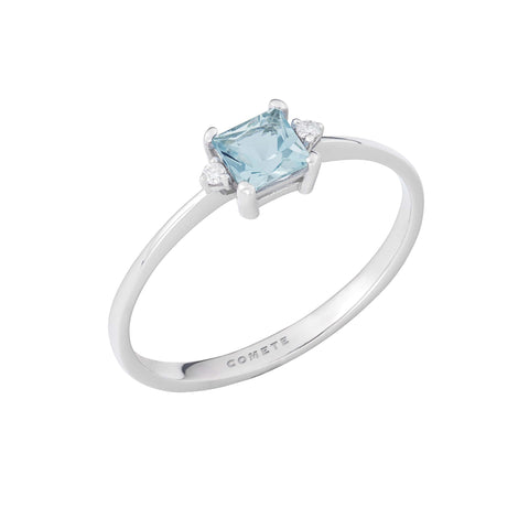 Anello Comete con Acquamarina e Diamanti in Oro