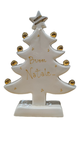 Porcellana Capodimonte Bianca Natalizia Albero di Natale decorato Buon Natale