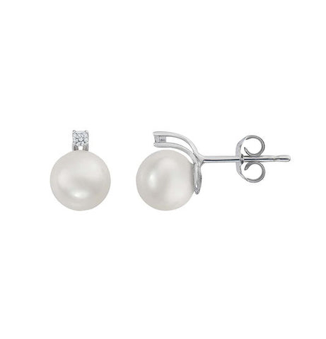 Orecchini Diamanti e Perle 7/7,5 mm Comete in Oro