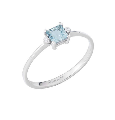 Anello Comete con Acquamarina e Diamanti in Oro