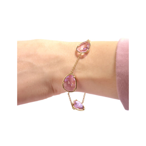 Bracciale in argento con quarzi rosa