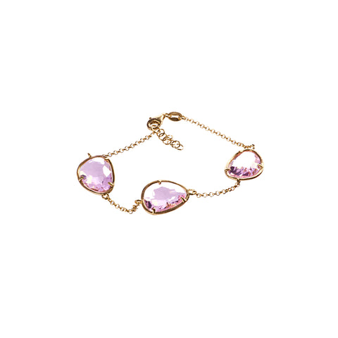 Bracciale in argento con quarzi rosa